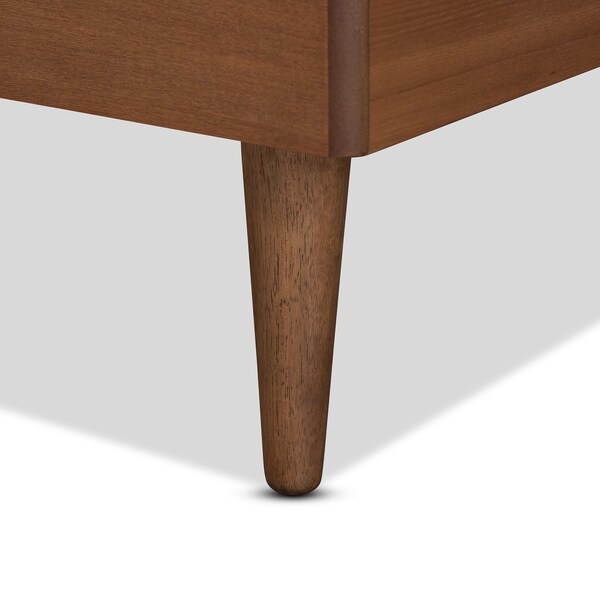 Baxton Studio Ryo Mid-Century Modern Transitional Walnut Brown Finished Wood Twin Size Platform Bed - 187-11104-11158-ZORO