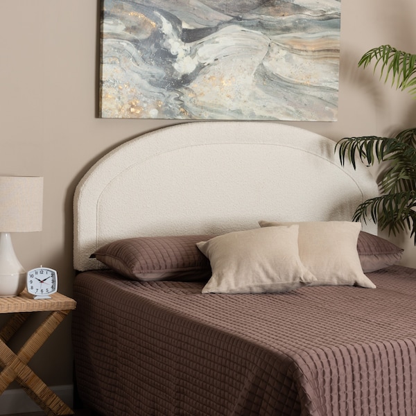 Baxton Studio Fiana Modern Cream Boucle Fabric Queen Size Headboard - 228-12957-ZORO