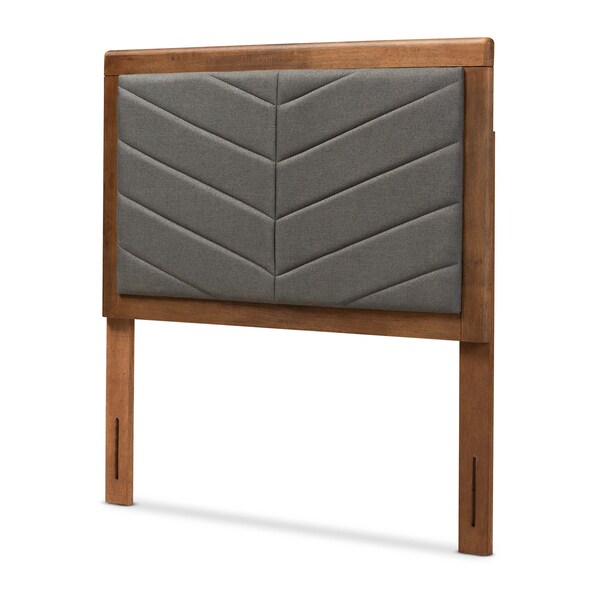 Baxton Studio Iden ModernDark Grey Fabric Upholstered and Walnut Brown Finished Wood Headboard-Twin - 192-11542-ZORO