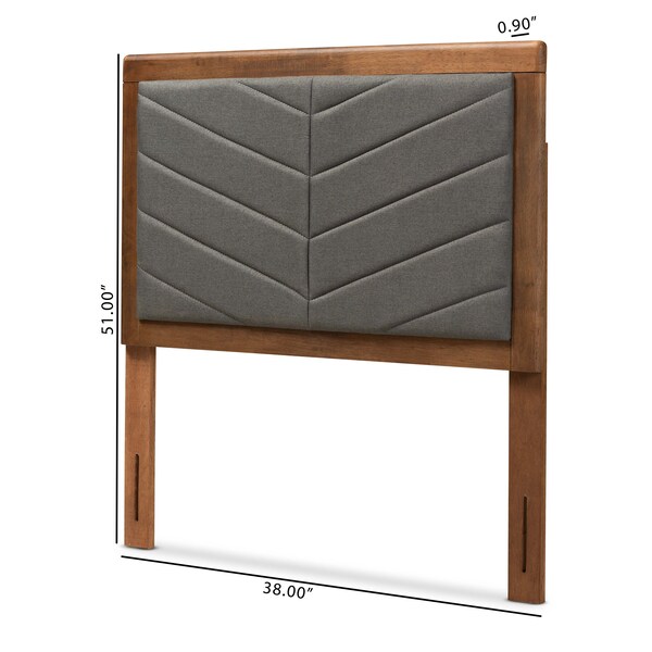 Baxton Studio Iden ModernDark Grey Fabric Upholstered and Walnut Brown Finished Wood Headboard-Twin - 192-11542-ZORO