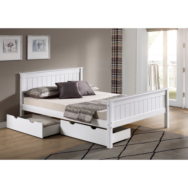 Alaterre Furniture Harmony Full Wood Platform Bed with Storage Drawers, White - AJHO20WHS