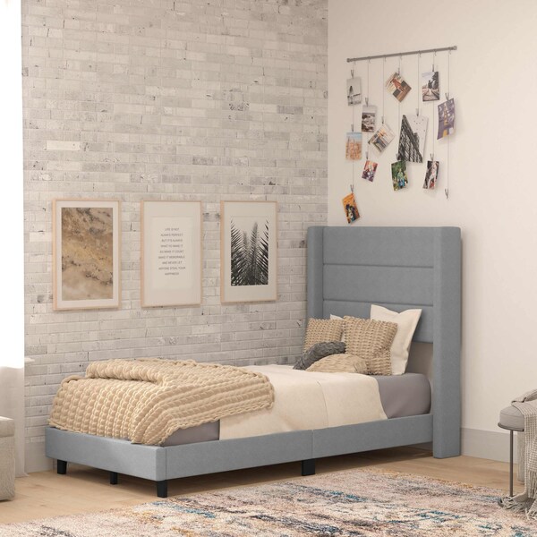 Flash Furniture Gray Queen Platform Bed with Headboard - YK-1078-GY-T-GG