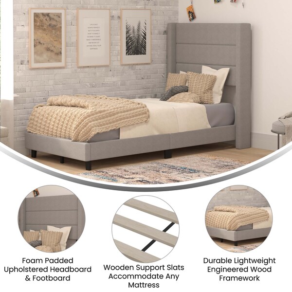 Flash Furniture Gray Queen Platform Bed with Headboard - YK-1078-GY-T-GG