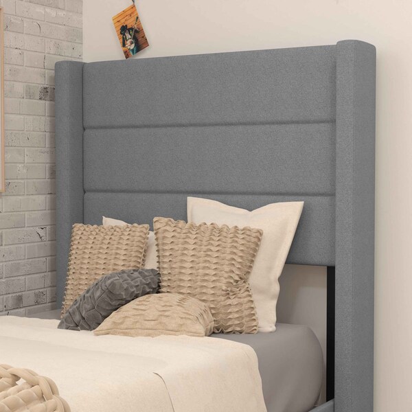 Flash Furniture Gray Queen Platform Bed with Headboard - YK-1078-GY-T-GG