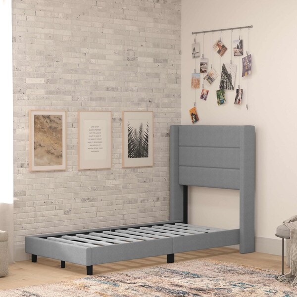 Flash Furniture Gray Queen Platform Bed with Headboard - YK-1078-GY-T-GG