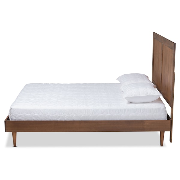 Baxton Studio Nicola Mid-Century Modern Transitional Ash Walnut Finished Wood King Size Platform Bed - 180-11157-9816-ZORO