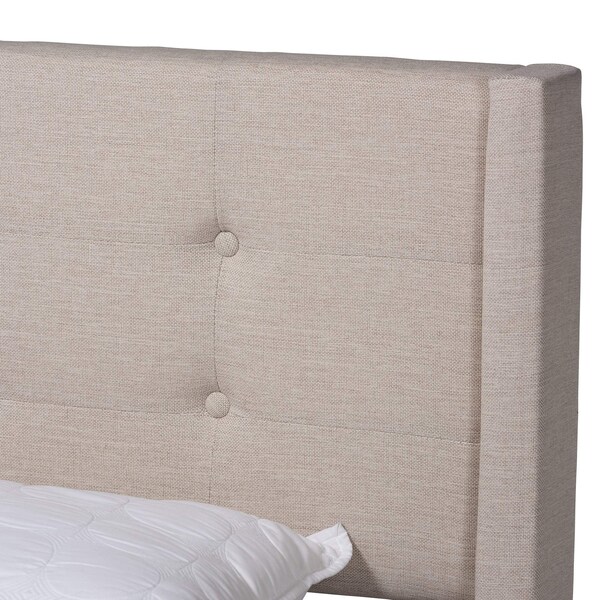 Baxton Studio Casol MidCentury Modern Transitional Beige Fabric Upholstered Full Size Platform Bed - 224-13085-ZORO