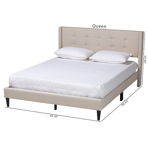 Baxton Studio Casol MidCentury Modern Transitional Beige Fabric Upholstered Full Size Platform Bed - 224-13085-ZORO
