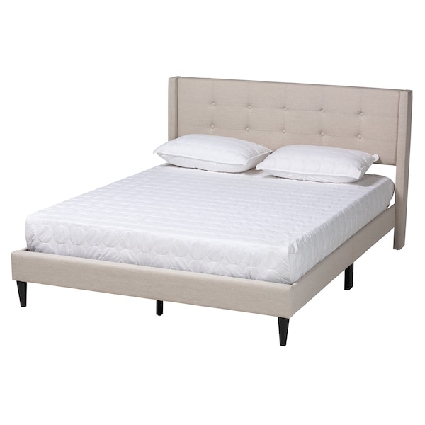 Baxton Studio Casol MidCentury Modern Transitional Beige Fabric Upholstered Full Size Platform Bed - 224-13085-ZORO