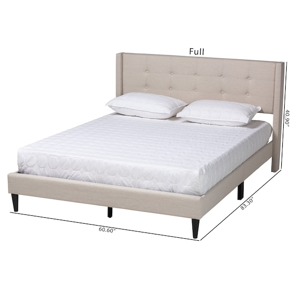 Baxton Studio Casol MidCentury Modern Transitional Beige Fabric Upholstered Full Size Platform Bed - 224-13085-ZORO