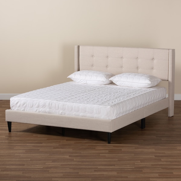 Baxton Studio Casol MidCentury Modern Transitional Beige Fabric Upholstered Full Size Platform Bed - 224-13085-ZORO