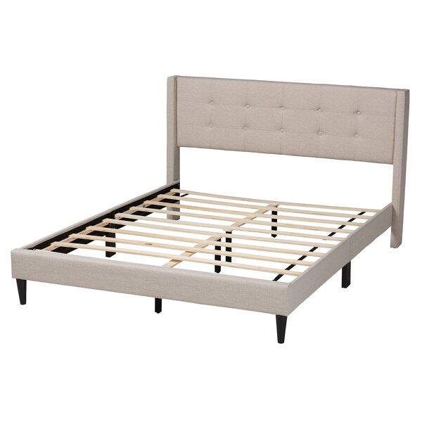 Baxton Studio Casol MidCentury Modern Transitional Beige Fabric Upholstered Full Size Platform Bed - 224-13085-ZORO