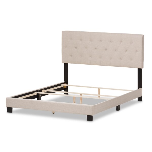 Baxton Studio Cassandra Modern Light Beige Upholstered King Size Bed - 136-7456