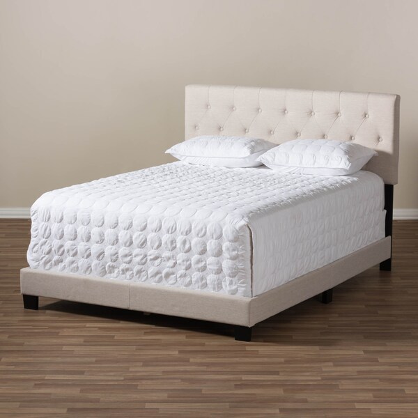 Baxton Studio Cassandra Modern Light Beige Upholstered King Size Bed - 136-7456