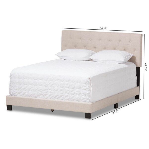 Baxton Studio Cassandra Modern Light Beige Upholstered King Size Bed - 136-7456