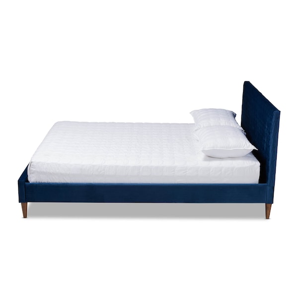 Baxton Studio Frida Royal Blue Velvet Upholstered Queen Size Bed - 157-9571