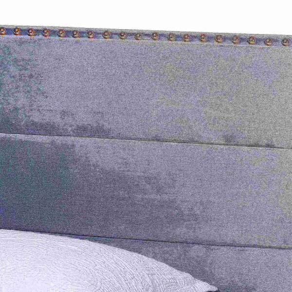 Baxton Studio Tamira Modern and Contemporary Glam Grey Velvet Fabric Twin Size Panel Bed - 183-11277-ZORO
