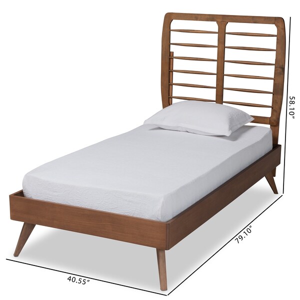 Baxton Studio Yana Mid-Century Modern Walnut Brown Finished Wood Twin Size Platform Bed - 188-11146-11159-ZORO