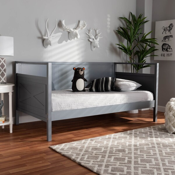 Baxton Studio Cintia Grey Finished Wood Twin Size Daybed - 158-9643