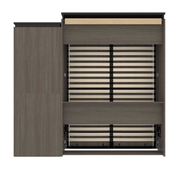 Bestar Orion Queen Murphy Bed and Shelving Unit with Drawers (95W), Bark Gray & Graphite - 116883-000047