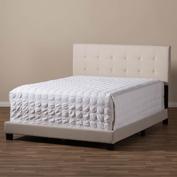 Baxton Studio Brookfield Modern Beige Upholstered Grid-tufting Queen Size Bed - 131-7314