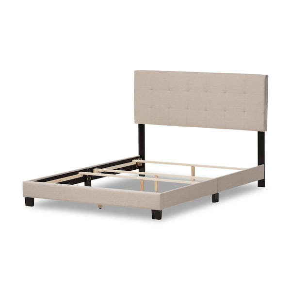 Baxton Studio Brookfield Modern Beige Upholstered Grid-tufting Queen Size Bed - 131-7314