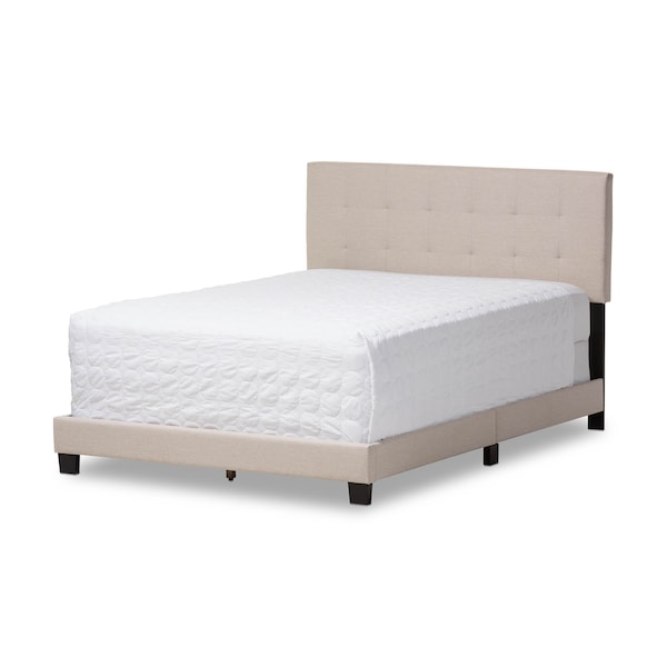 Baxton Studio Brookfield Modern Beige Upholstered Grid-tufting Queen Size Bed - 131-7314