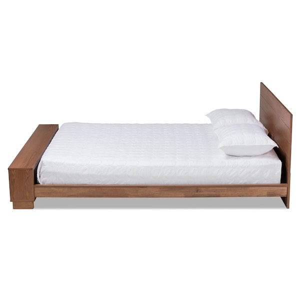 Baxton Studio Regina Wood Full Size Platform Storage Bed with Built-In Shelves - 164-10674