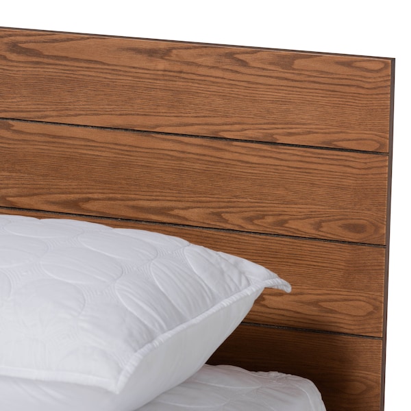 Baxton Studio Regina Wood Full Size Platform Storage Bed with Built-In Shelves - 164-10674