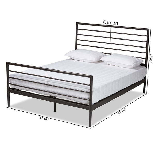 Baxton Studio Alva Modern and Contemporary Industrial Black Finished Metal Full Size Platform Bed - 187-11630-ZORO