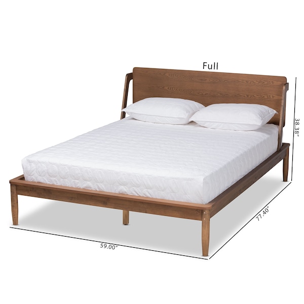 Baxton Studio Sadler Mid-Century Modern Ash Walnut Brown Finished Wood Full Size Platform Bed - 174-10911-ZORO