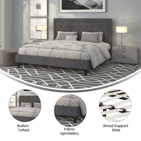 Flash Furniture Roxbury King Platform Bed, Dark Gray - SL-BK5-K-DG-GG