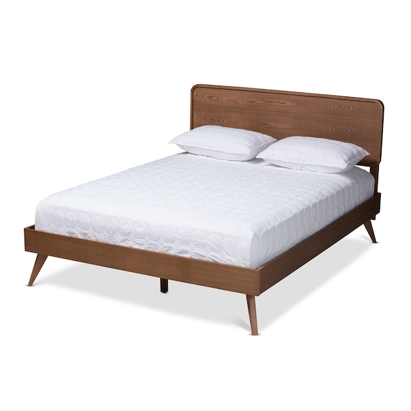Baxton Studio Demeter Mid-Century Walnut Brown Finished Wood Full Size Platform Bed - 156-9407-9428