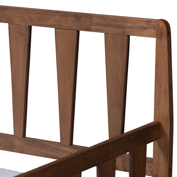 Baxton Studio Midori Walnut Wood Twin Size Daybed with Roll-Out Trundle Bed - 168-10834-10835