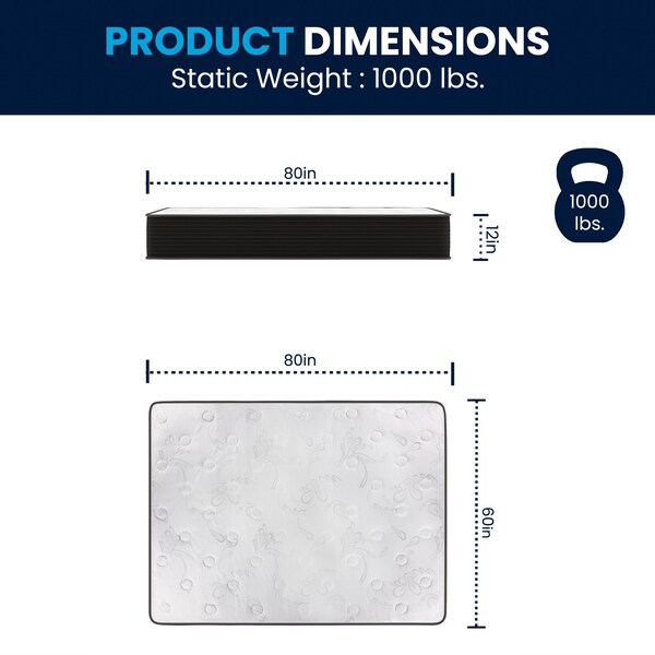 Flash Furniture Dream Cooling Gel 12in. Foam and Pocket Spring Hybrid Mattress, Queen Mattress in a Box - BS-E230P-R-Q-12-C-BK-GG