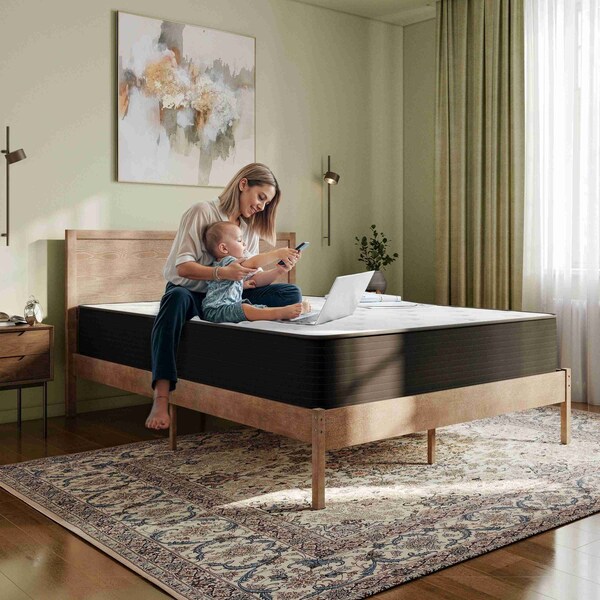 Flash Furniture Dream Cooling Gel 12 Inch Foam and Pocket Spring Hybrid Mattress, Full Mattress in a Box - BS-E230P-R-F-12-C-BK-GG