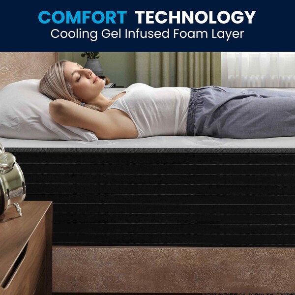 Flash Furniture Dream Cooling Gel 12 Inch Foam and Pocket Spring Hybrid Mattress, Full Mattress in a Box - BS-E230P-R-F-12-C-BK-GG