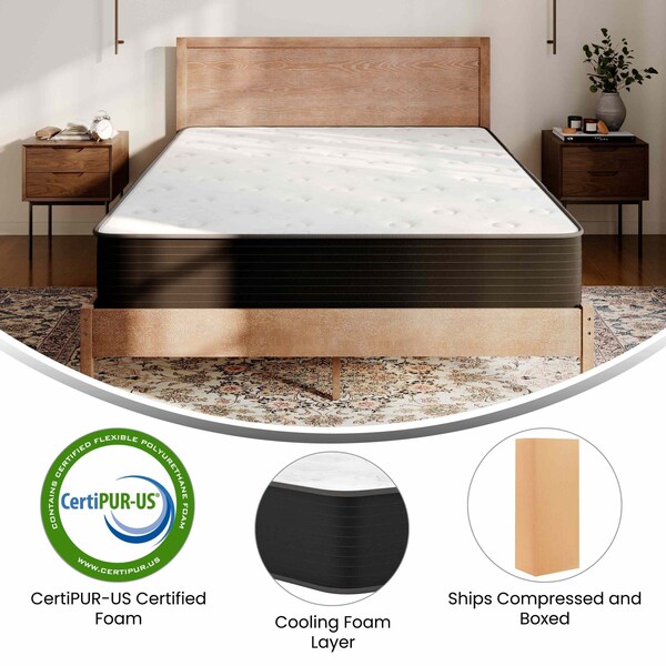 Flash Furniture Dream Cooling Gel 10in. Foam and Pocket Spring Hybrid Mattress, Queen Mattress in a Box - BS-E230P-R-Q-10-C-BK-GG