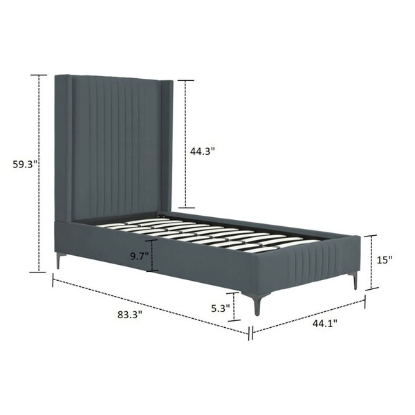 Manhattan Comfort Promenade Twin-Size Bed in Grey - BD010-TW-GY