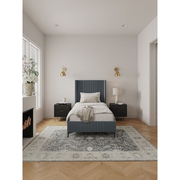 Manhattan Comfort Promenade Twin-Size Bed in Grey - BD010-TW-GY