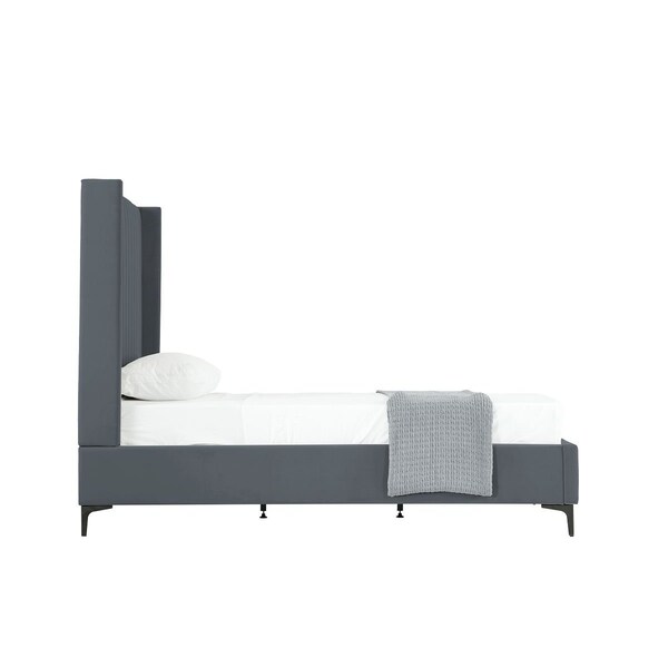 Manhattan Comfort Promenade Twin-Size Bed in Grey - BD010-TW-GY