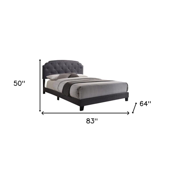 Homeroots 83 x 64 x 50 in. Queen Gray Fabric Bed - 286159