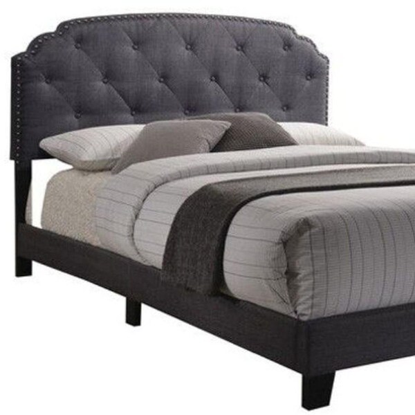 Homeroots 83 x 64 x 50 in. Queen Gray Fabric Bed - 286159