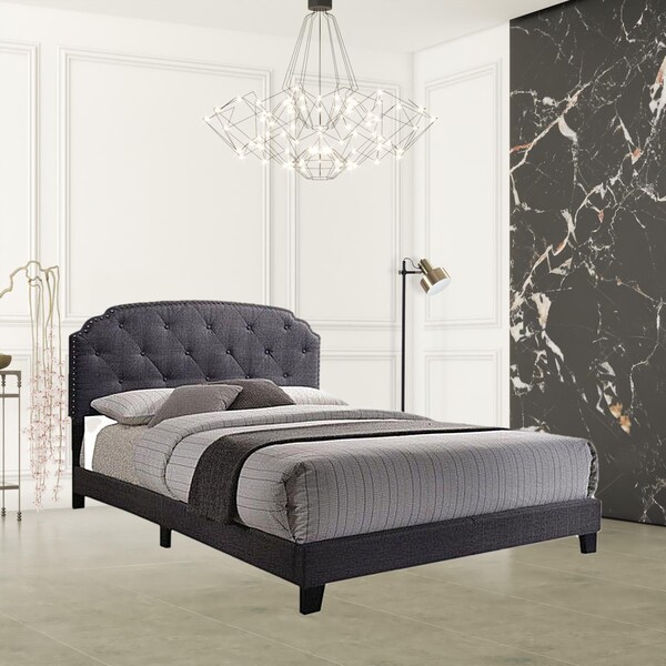 Homeroots 83 x 64 x 50 in. Queen Gray Fabric Bed - 286159