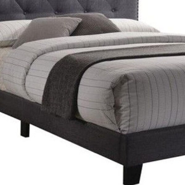 Homeroots 83 x 64 x 50 in. Queen Gray Fabric Bed - 286159