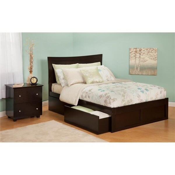 Atlantic Furniture Atlantic Furniture AR9022111 Metro Twin Bed with Flat Panel Footboard and Urban Bed Drawers in an Espresso Finish - AR9022111