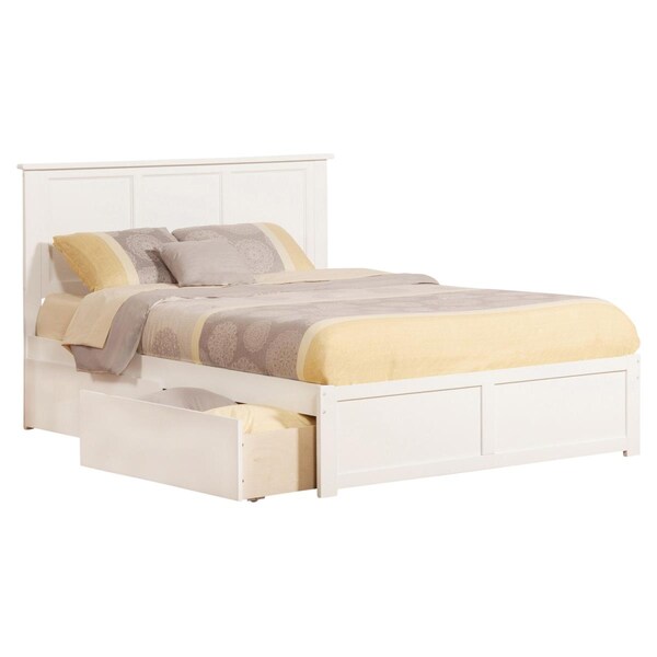Atlantic Furniture Madison Flat Panel Foot Board with Urban Bed Drawers, White - King - AR8652112