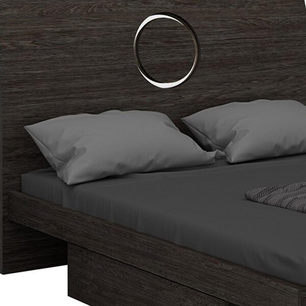 Homeroots 77 x 90 x 40 in. Modern Eastern King Gray High Gloss Bed - 343916