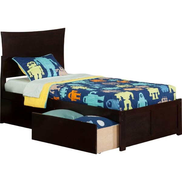 Atlantic Furniture Metro Flat Panel Foot Board with Urban Bed Drawers, Espresso - Twin Extra Large - AR9012111