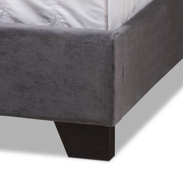 Baxton Studio Candace Luxe and Glamour Dark Grey Velvet Upholstered King Size Bed - 149-8952